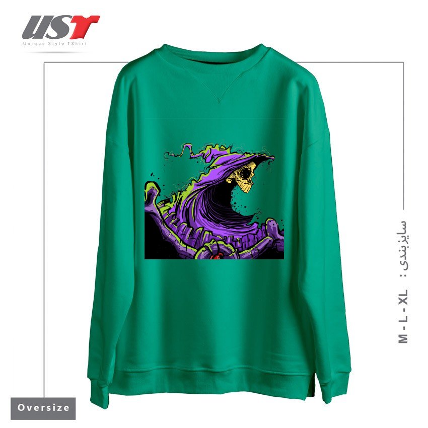 طرح SKELETOR سوییشرت اورسایزرنگ سبز سدری