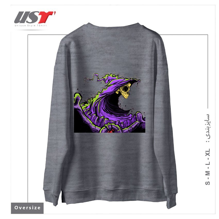 طرح SKELETOR سوییشرت اورسایزرنگ طوسی ملانژ