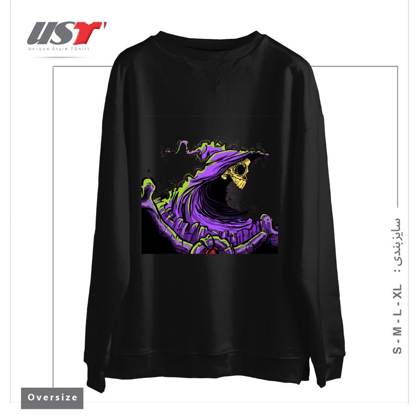 طرح SKELETOR سوییشرت اورسایزرنگ مشکی