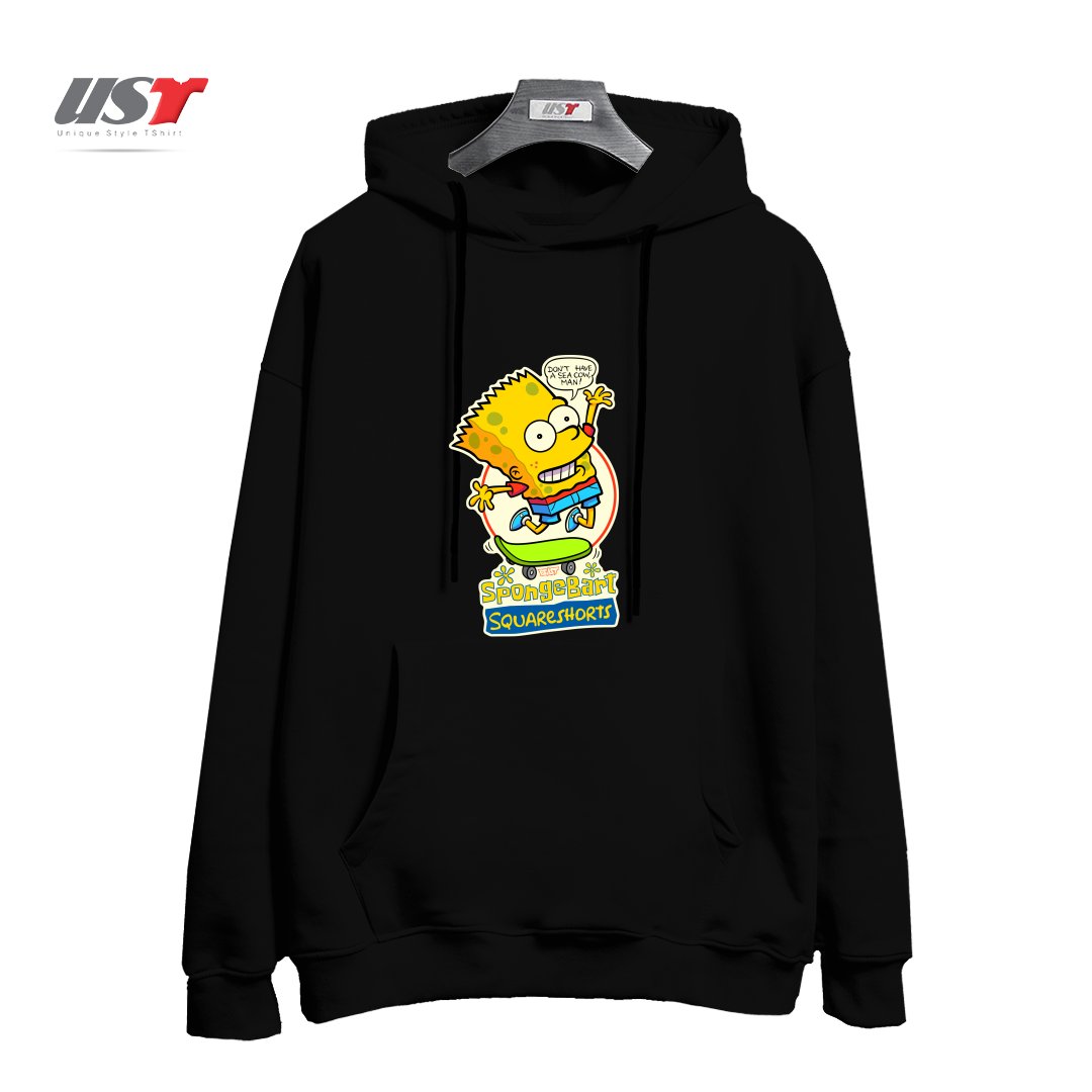 طرح SPONGEBART SQUARESHORTS هودی اورسایزرنگ مشکی