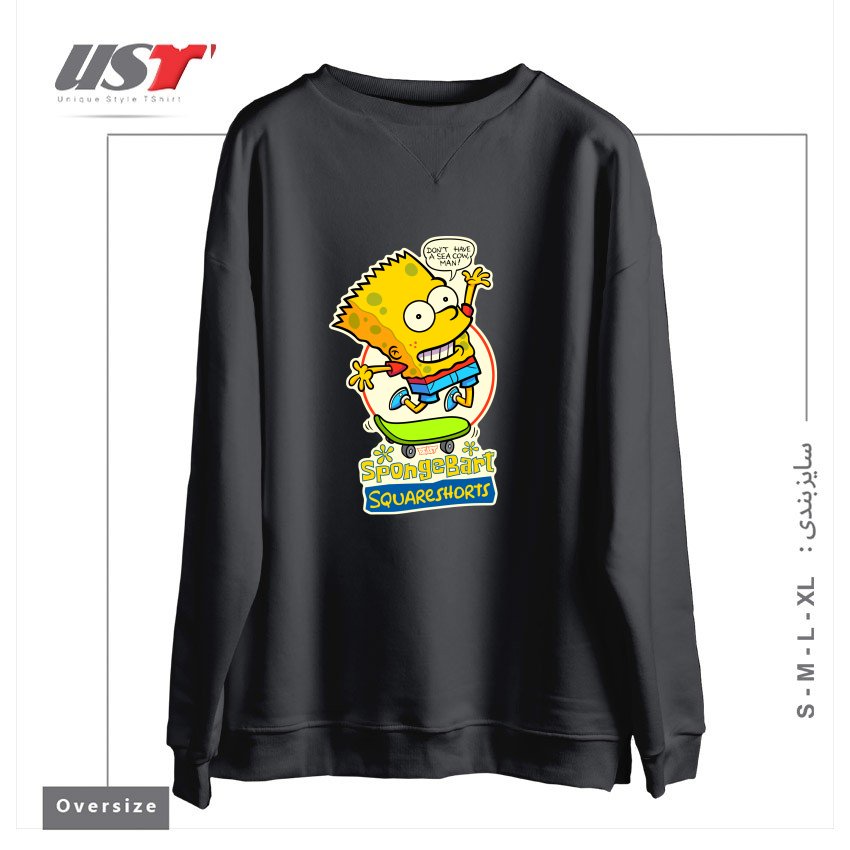 سوییشرت اورسایز طرح SPONGEBART SQUARESHORTS