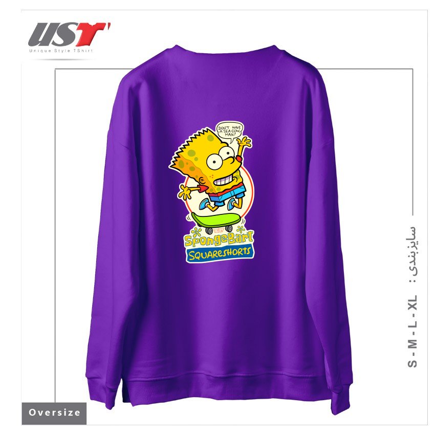 طرح SPONGEBART SQUARESHORTS سوییشرت اورسایزرنگ بنفش