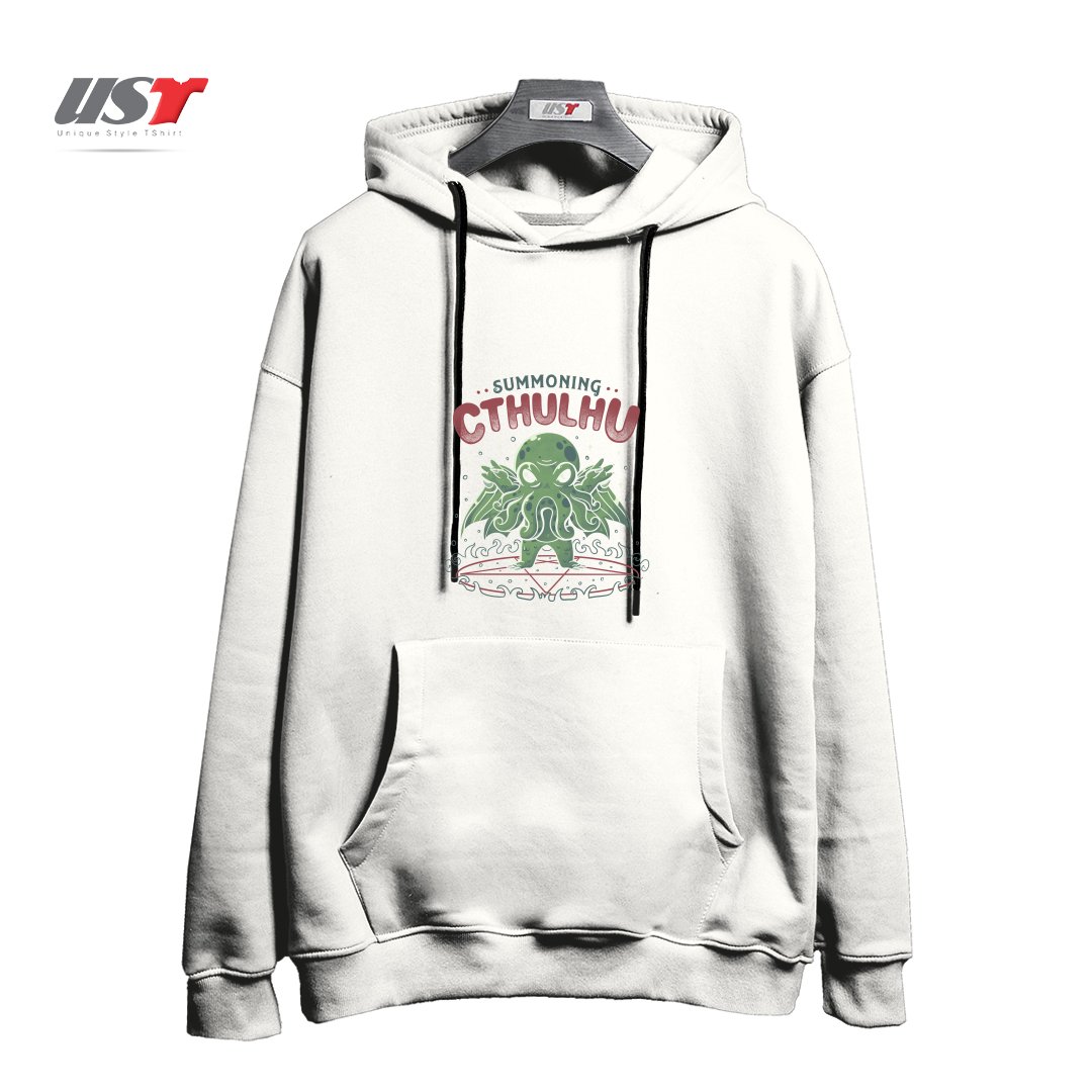 طرح SUMMONING CTHULHU - CUTE GOTH GIFT هودی اورسایزرنگ سفید