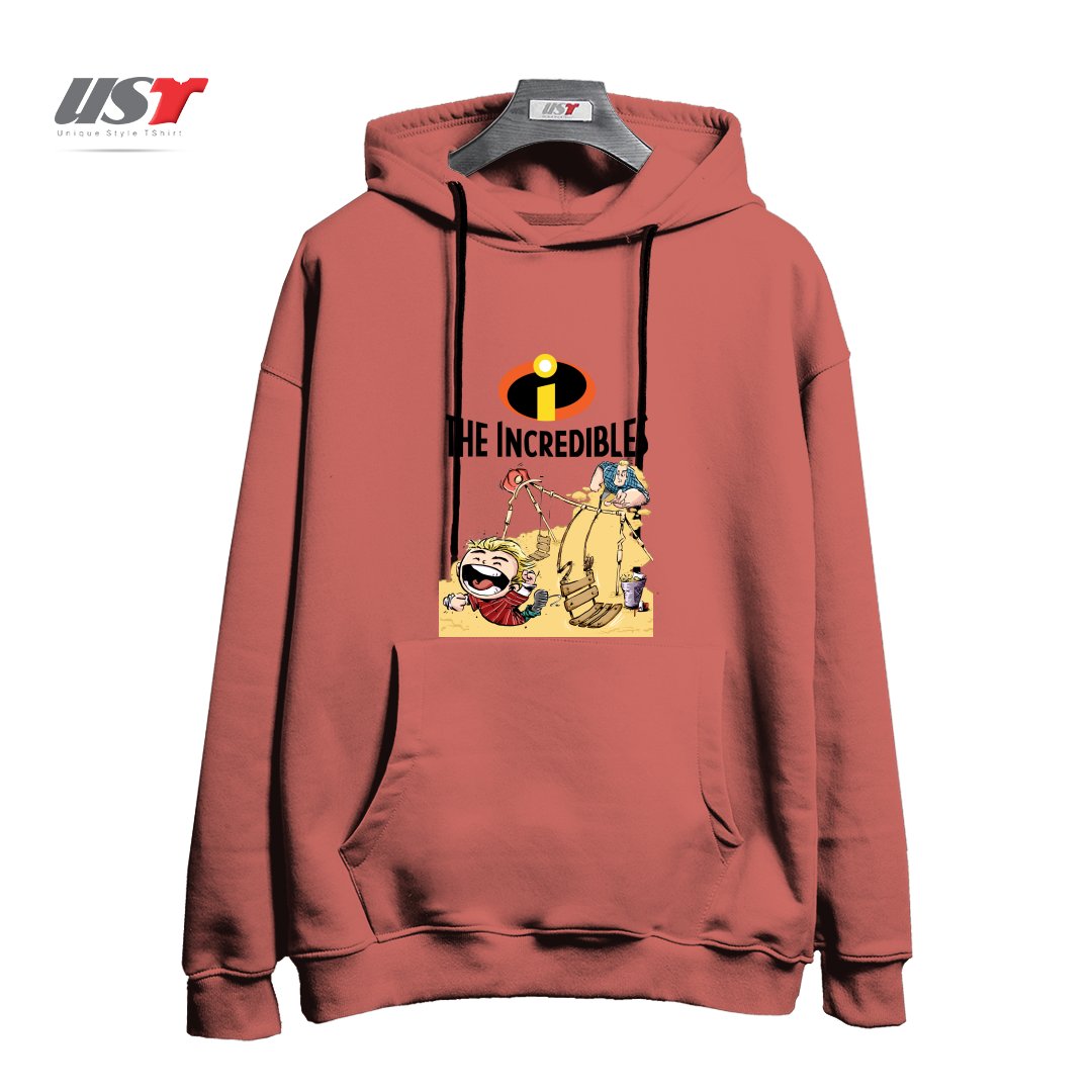 طرح THE INCREDIBLES هودی اورسایزرنگ آجری