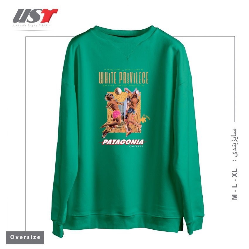 طرح GAME, SET, MATCH سوییشرت اورسایزرنگ سبز سدری