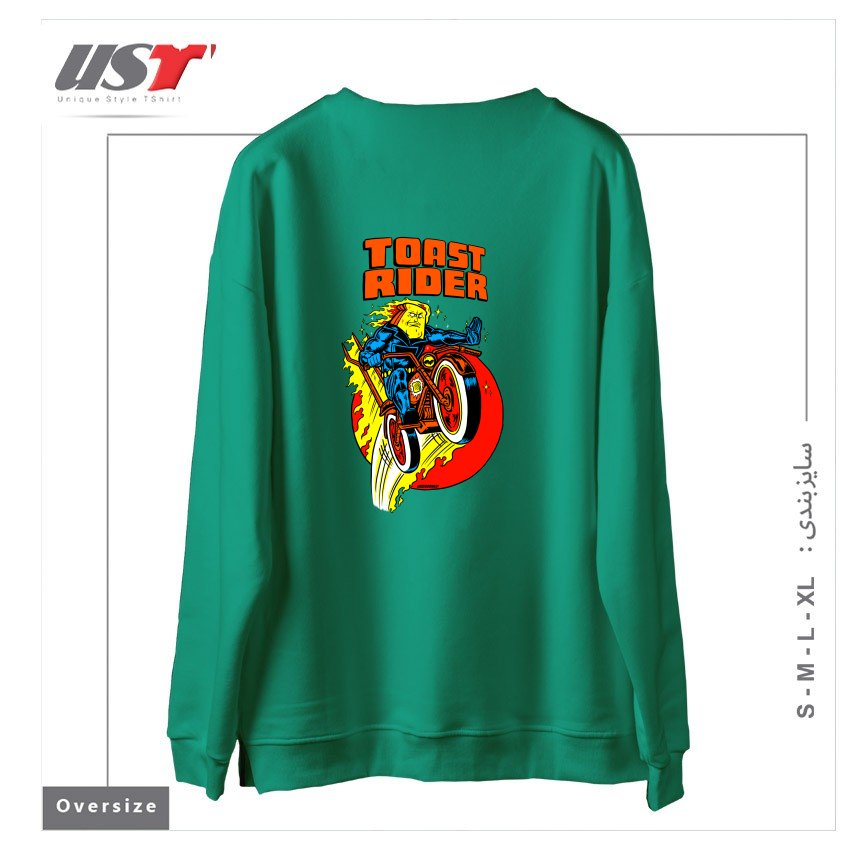 طرح TOAST RIDER سوییشرت اورسایزرنگ سبز سدری