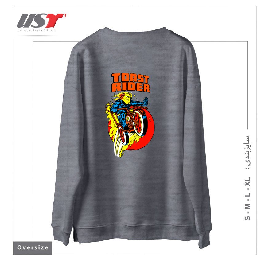 طرح TOAST RIDER سوییشرت اورسایزرنگ طوسی ملانژ