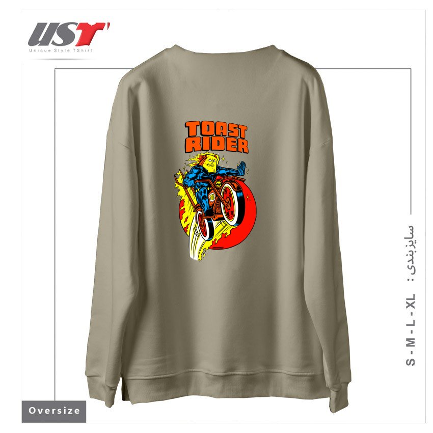 طرح TOAST RIDER سوییشرت اورسایزرنگ نخودی