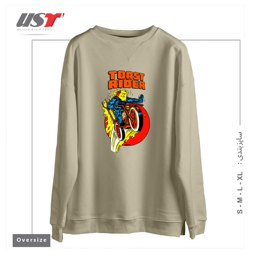 طرح TOAST RIDER سوییشرت اورسایزرنگ نخودی