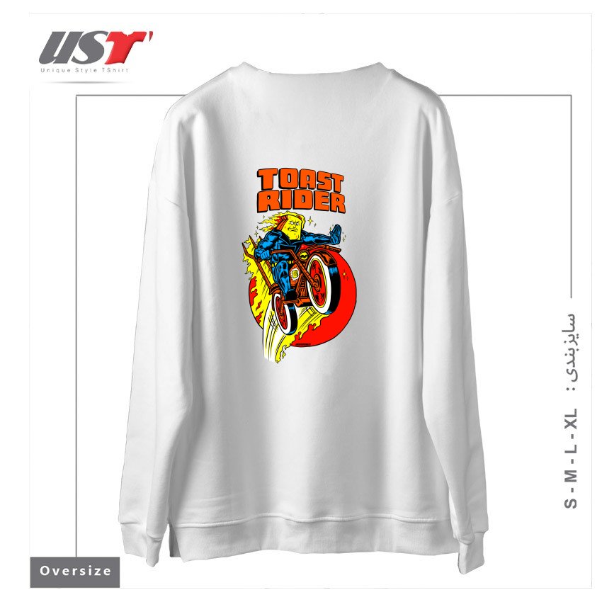 طرح TOAST RIDER سوییشرت اورسایزرنگ سفید