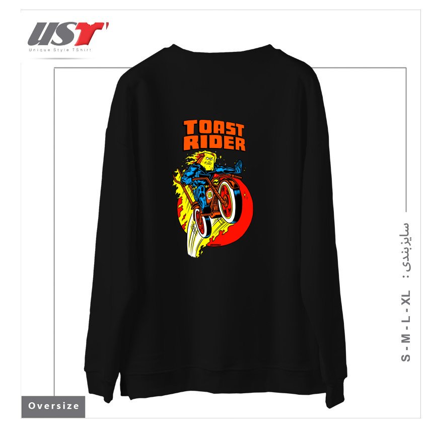 طرح TOAST RIDER سوییشرت اورسایزرنگ مشکی