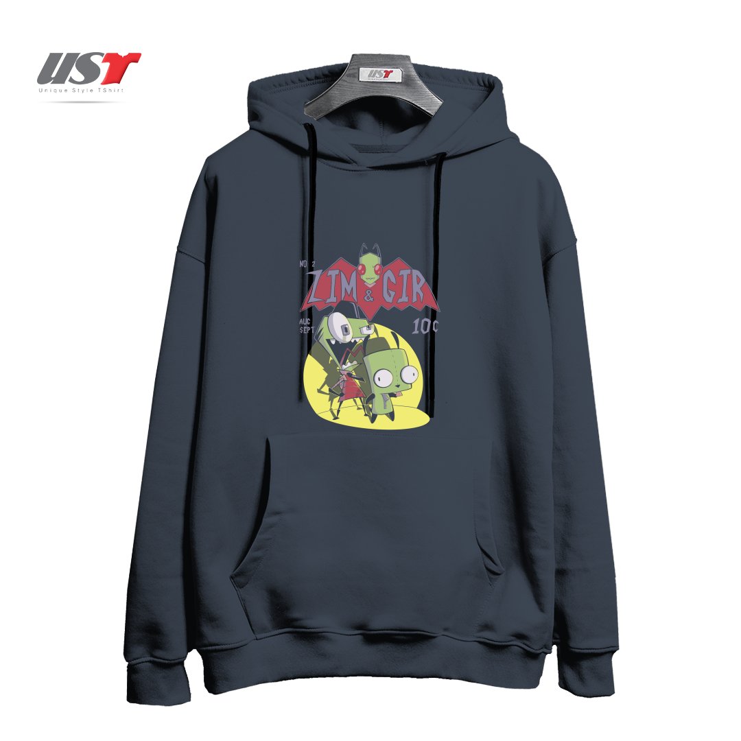 طرح ZIM AND GIR هودی اورسایزرنگ دودی