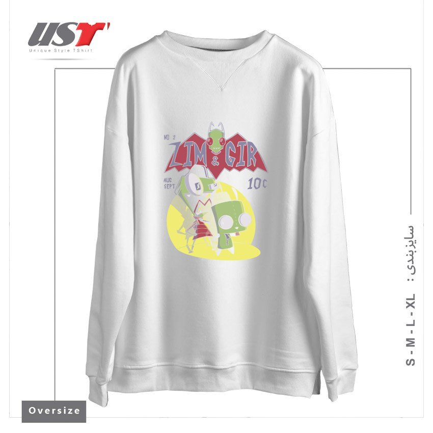 سوییشرت اورسایز طرح ZIM AND GIR
