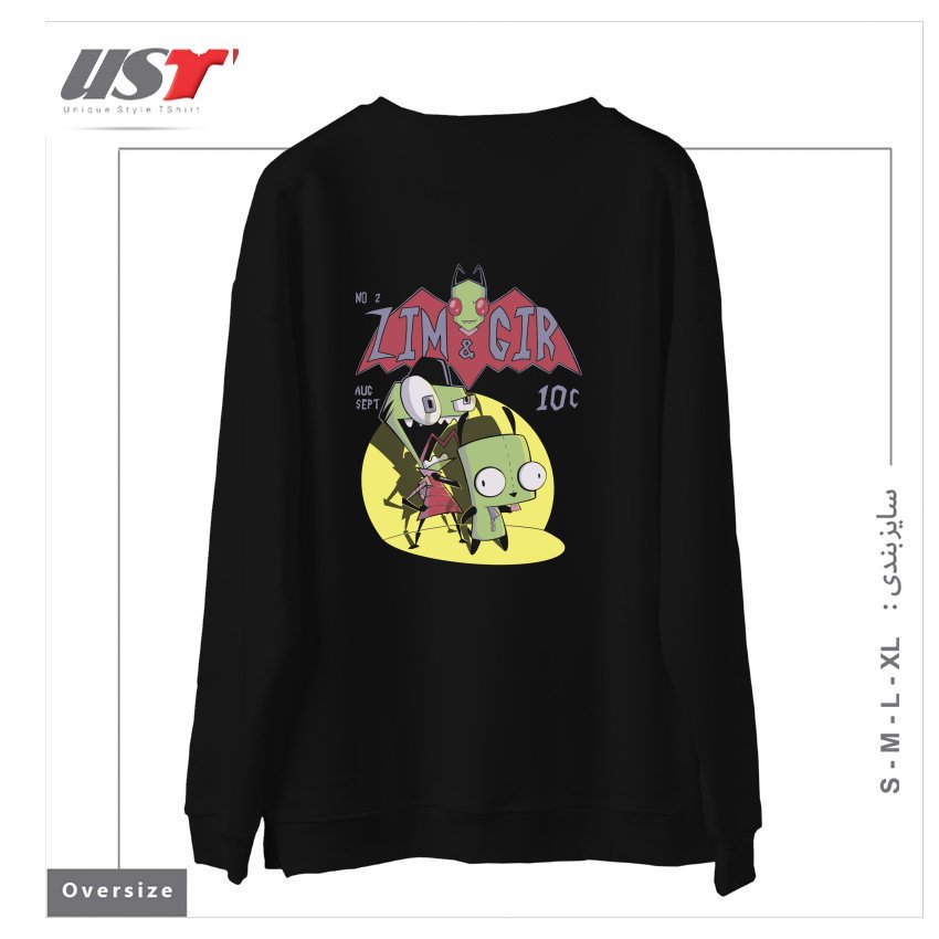 طرح ZIM AND GIR سوییشرت اورسایزرنگ مشکی