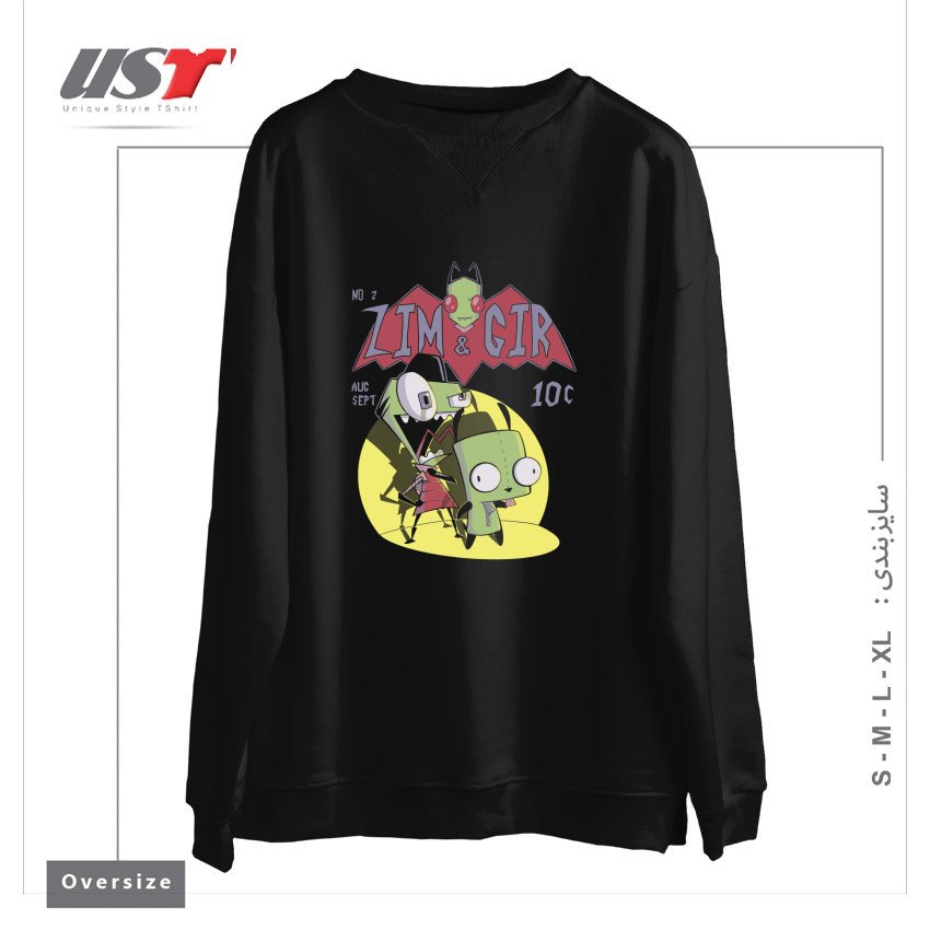 طرح ZIM AND GIR سوییشرت اورسایزرنگ مشکی