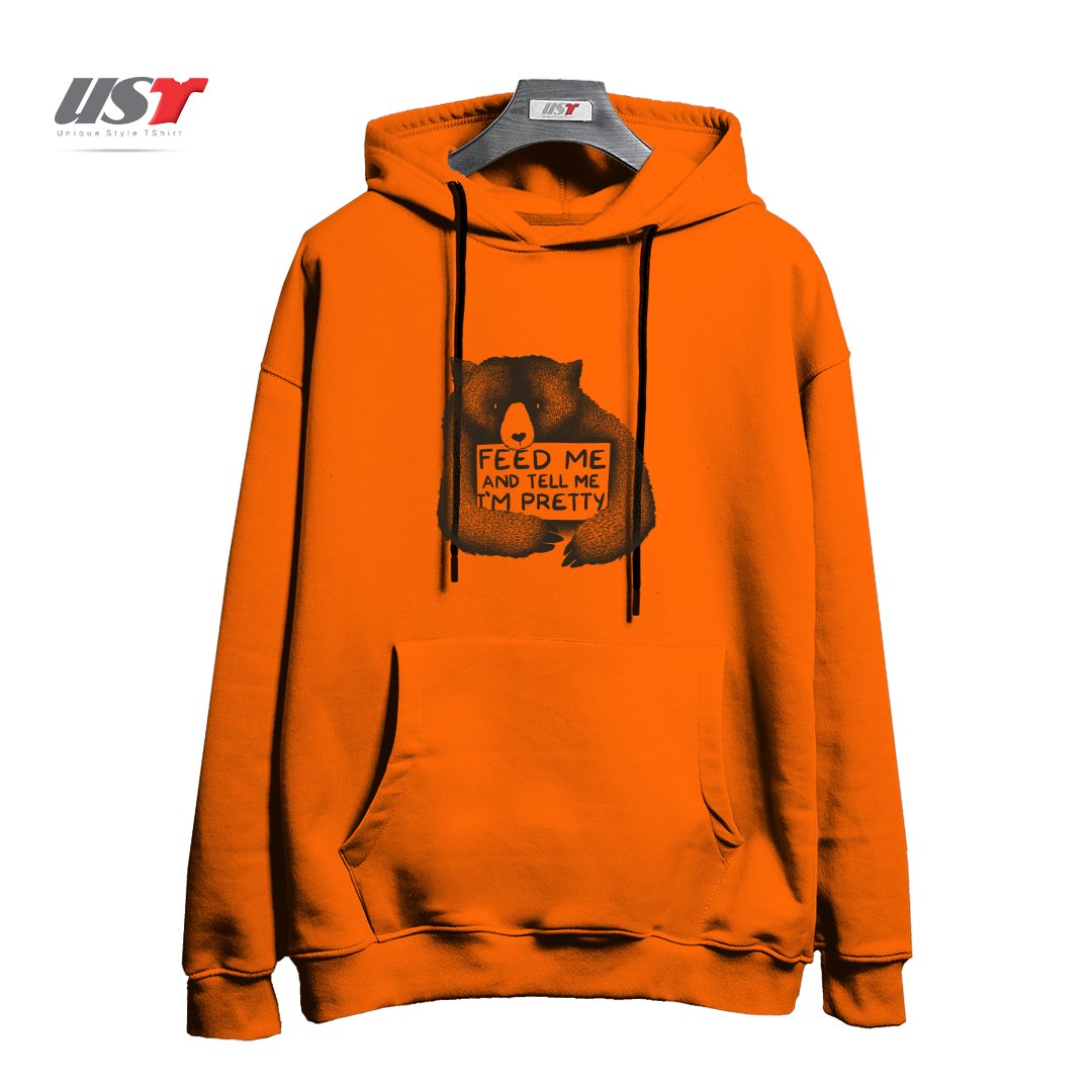 طرح FEED ME AND TELL ME I'M PRETTY هودی اورسایزرنگ نارنجی