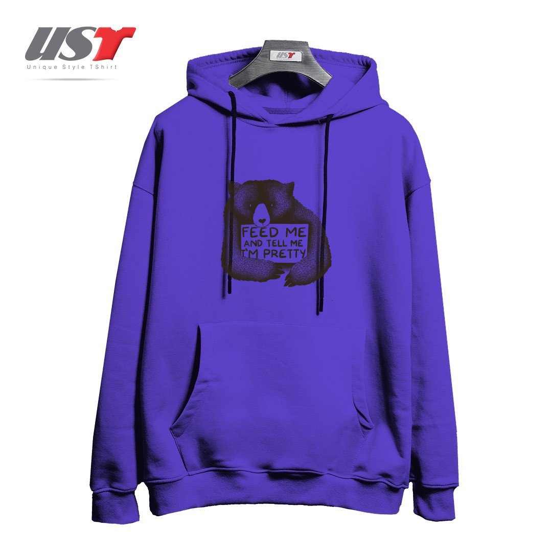 طرح FEED ME AND TELL ME I'M PRETTY هودی اورسایزرنگ بنفش