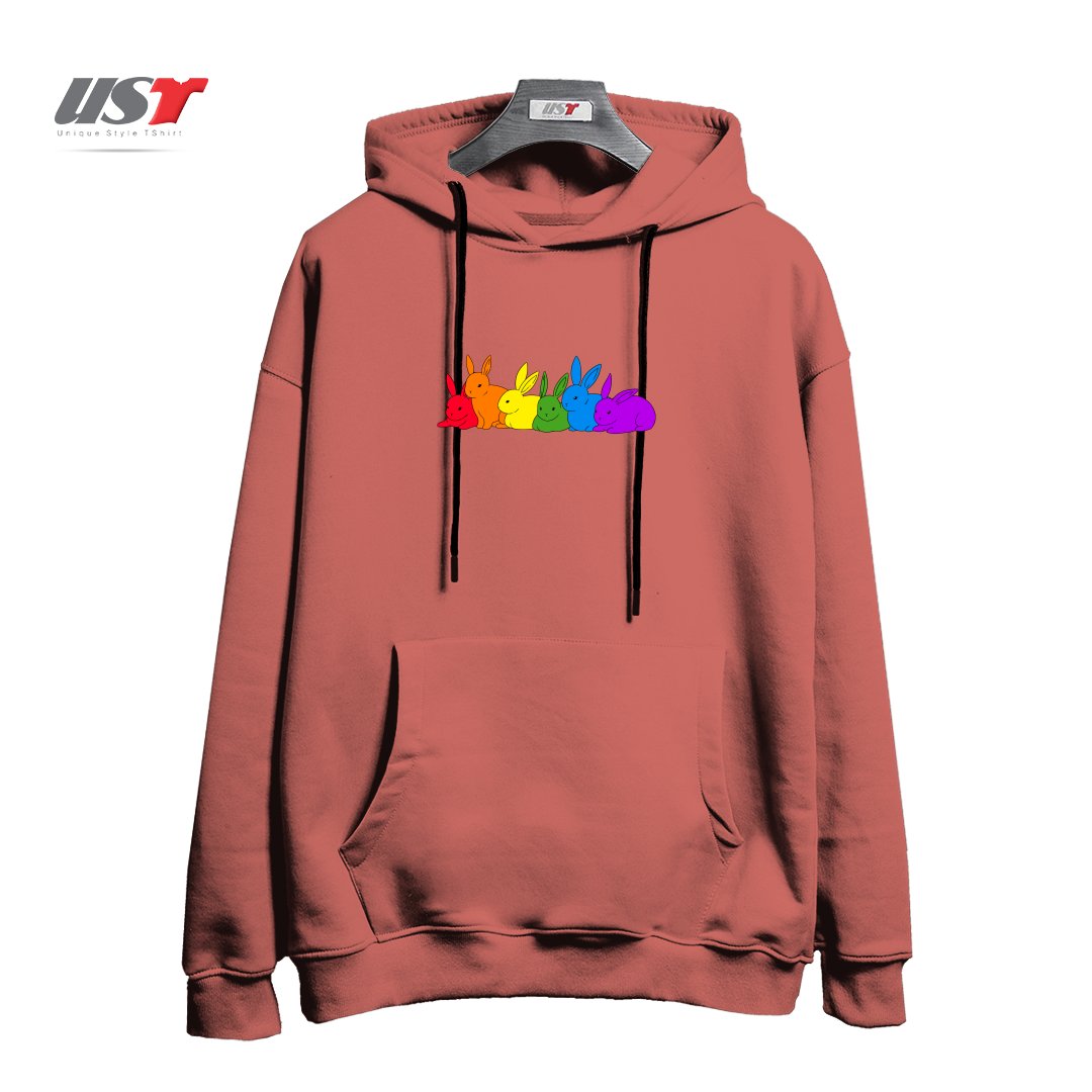 طرح LOVE IS FOR EVERYBUNNY هودی اورسایزرنگ آجری