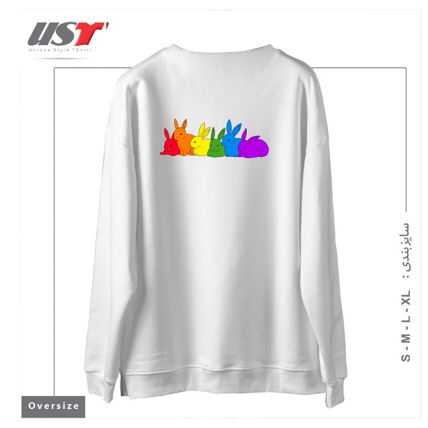 طرح LOVE IS FOR EVERYBUNNY سوییشرت اورسایزرنگ سفید