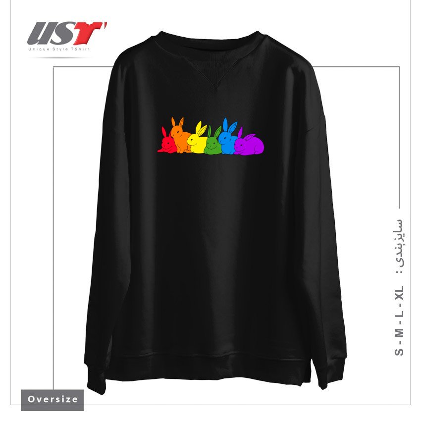طرح LOVE IS FOR EVERYBUNNY سوییشرت اورسایزرنگ مشکی