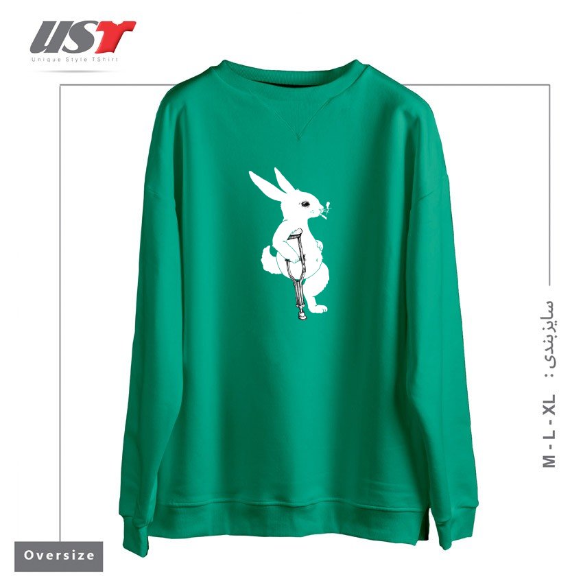 طرح LUCKY سوییشرت اورسایزرنگ سبز سدری