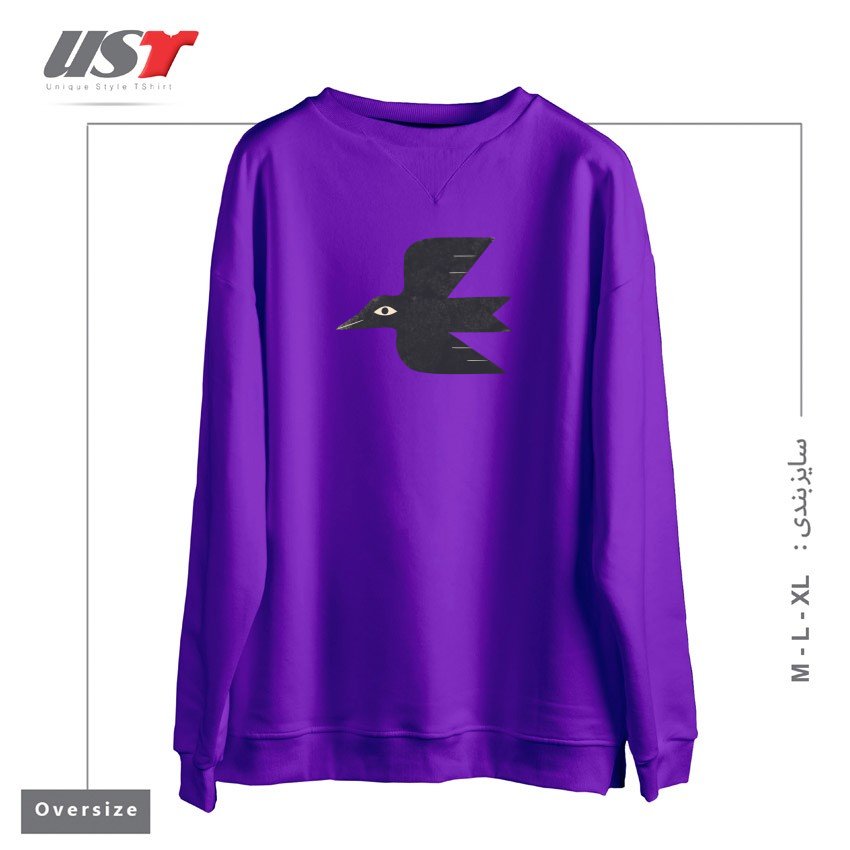 طرح MINIMAL BLACKBIRD NO. 1 سوییشرت اورسایزرنگ بنفش