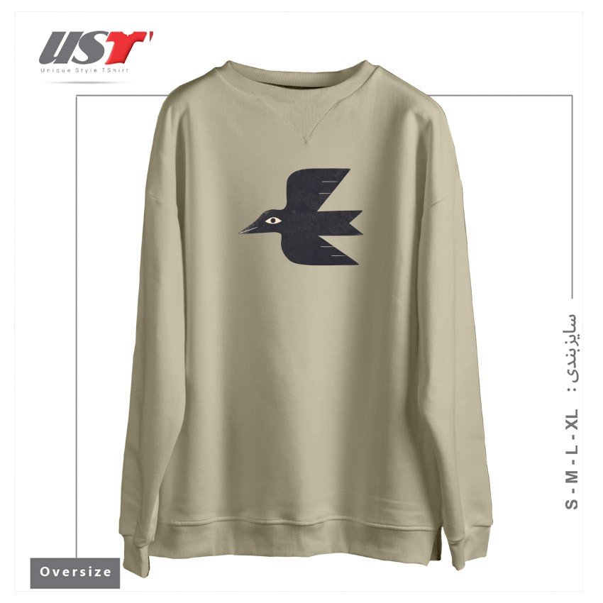 طرح MINIMAL BLACKBIRD NO. 1 سوییشرت اورسایزرنگ نخودی