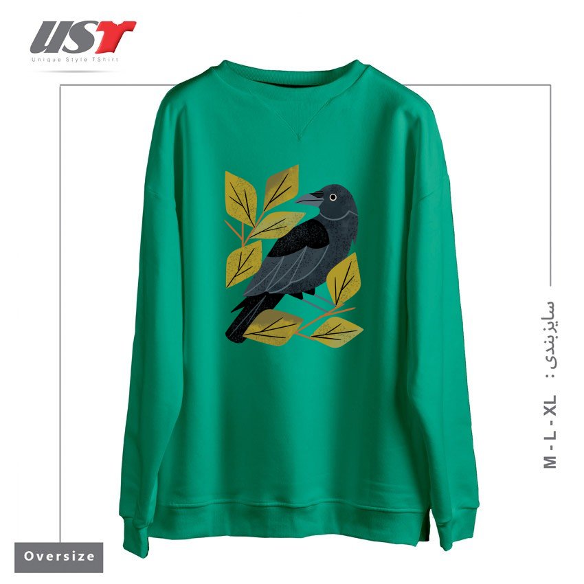 سوییشرت اورسایز طرح PERCHING RAVEN