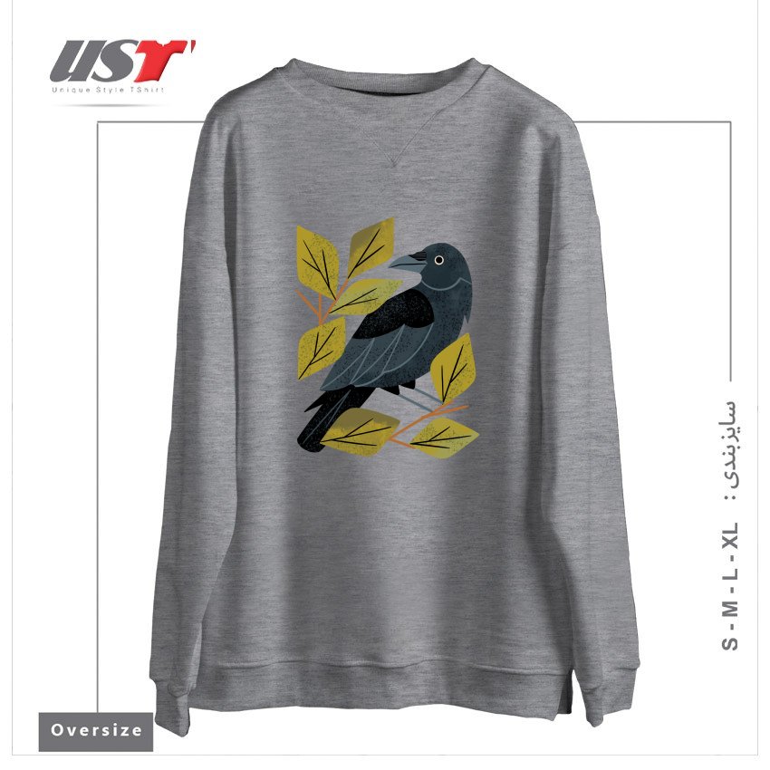 سوییشرت اورسایز طرح PERCHING RAVEN