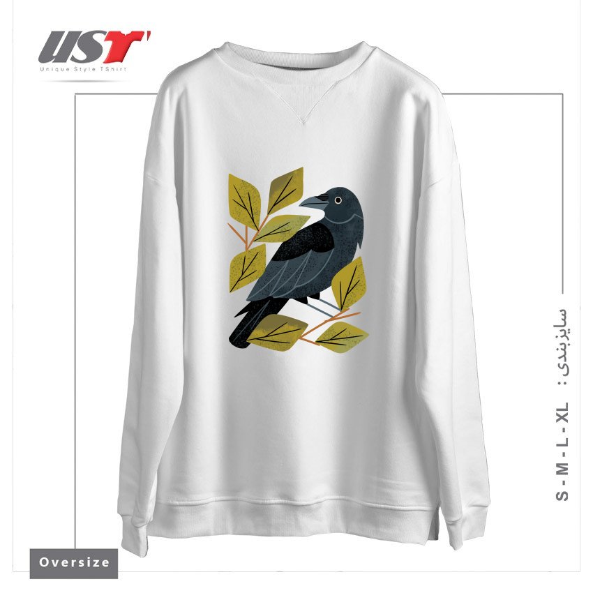 سوییشرت اورسایز طرح PERCHING RAVEN