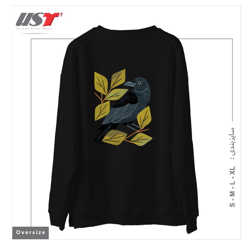 طرح PERCHING RAVEN سوییشرت اورسایزرنگ مشکی