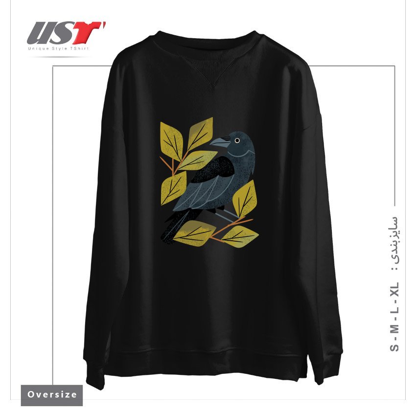 سوییشرت اورسایز طرح PERCHING RAVEN