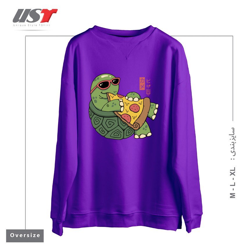 سوییشرت اورسایز طرح PIZZA TURTLE121210
