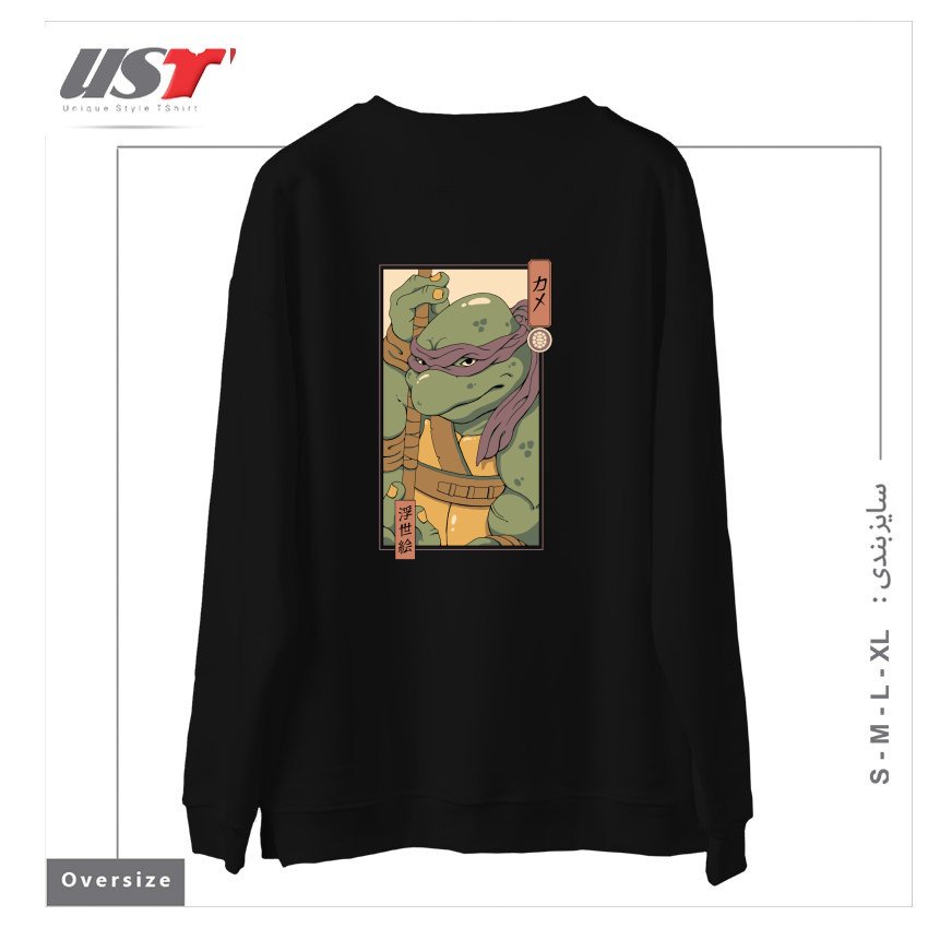 طرح PURPLE KAME NINJA سوییشرت اورسایزرنگ مشکی