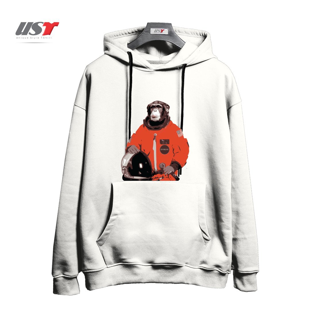 طرح SPACE MONKEY32154 هودی اورسایزرنگ سفید