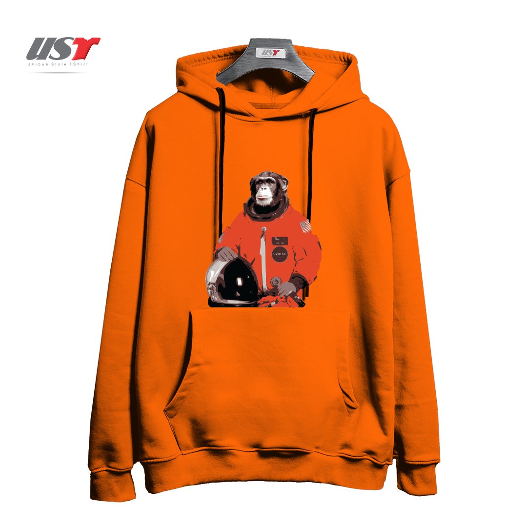 طرح SPACE MONKEY32154 هودی اورسایزرنگ نارنجی