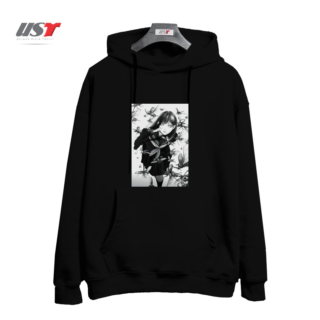 طرح An Instant in Silence هودی اورسایزرنگ مشکی