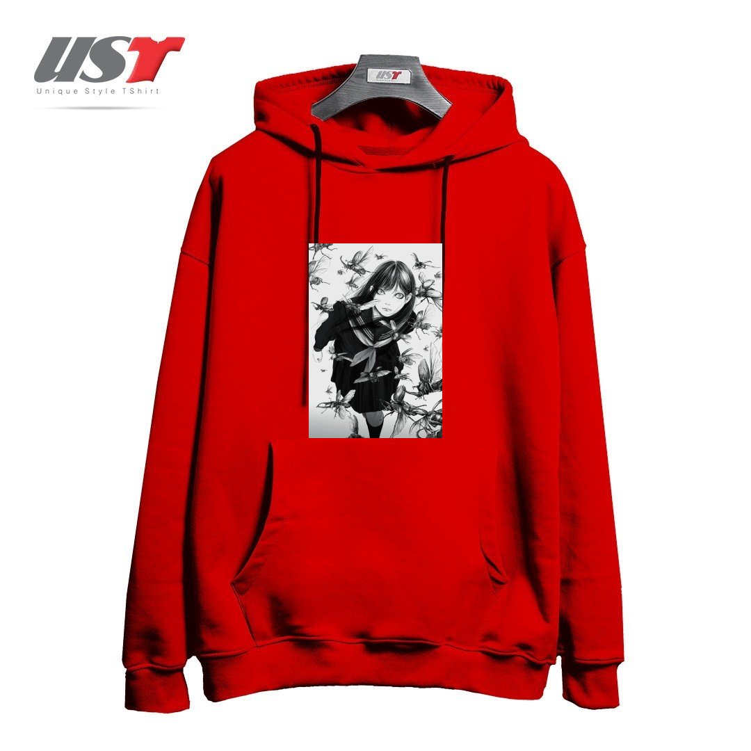 طرح An Instant in Silence هودی اورسایزرنگ قرمز