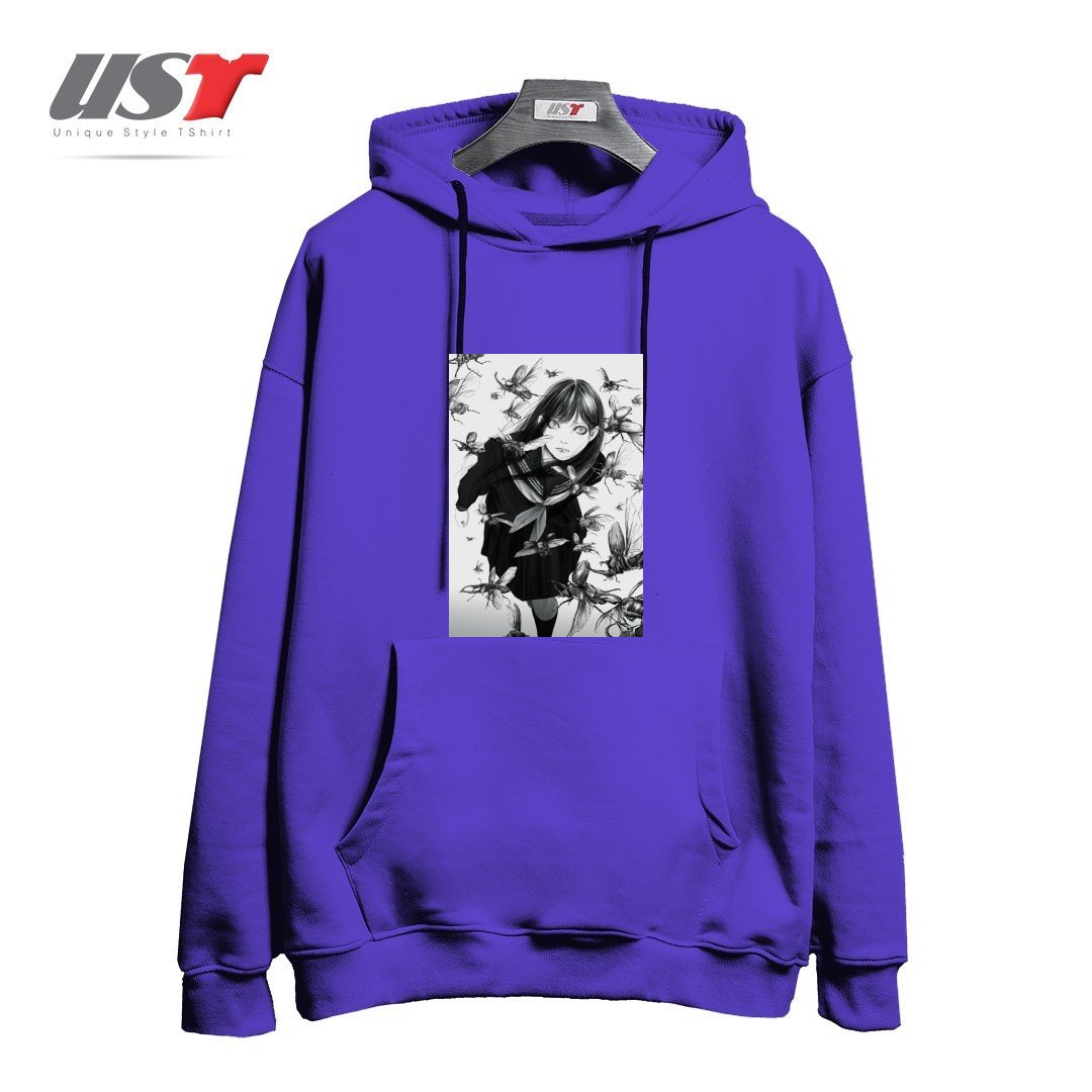 طرح An Instant in Silence هودی اورسایزرنگ بنفش