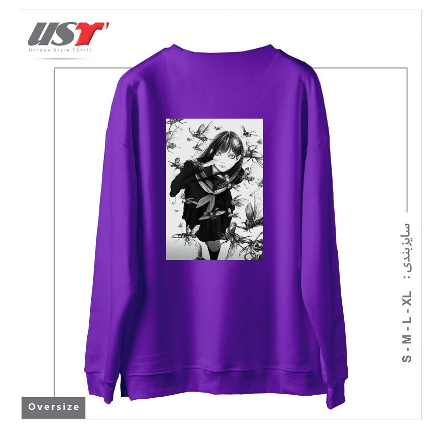 طرح An Instant in Silence سوییشرت اورسایزرنگ بنفش