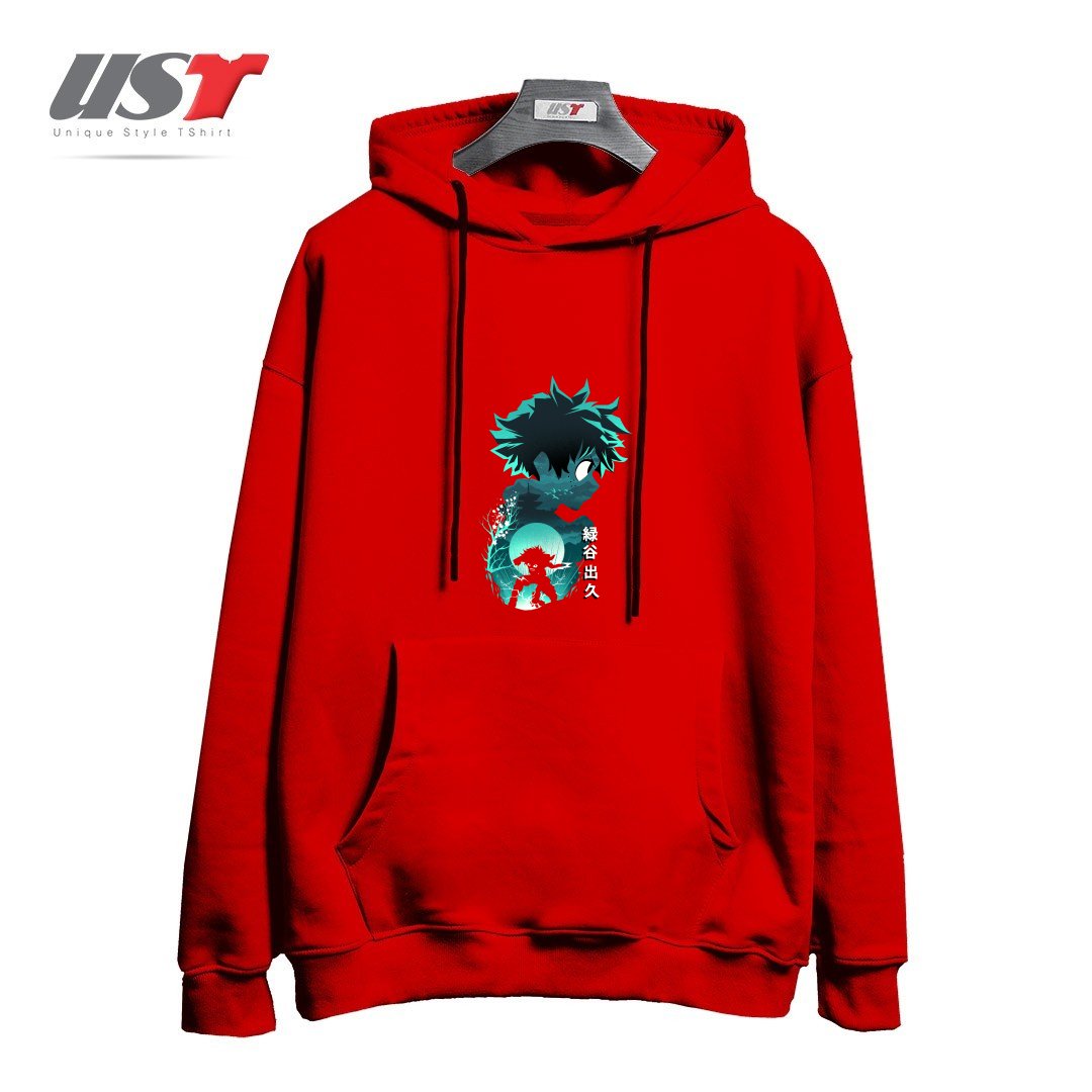 طرح ANIME HERO IZUKU هودی اورسایزرنگ قرمز