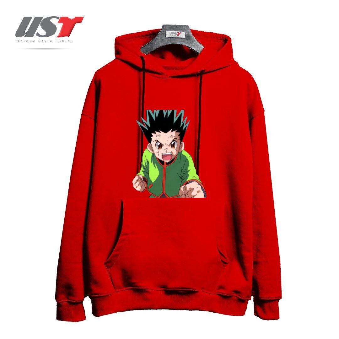 طرح anime هودی اورسایزرنگ قرمز