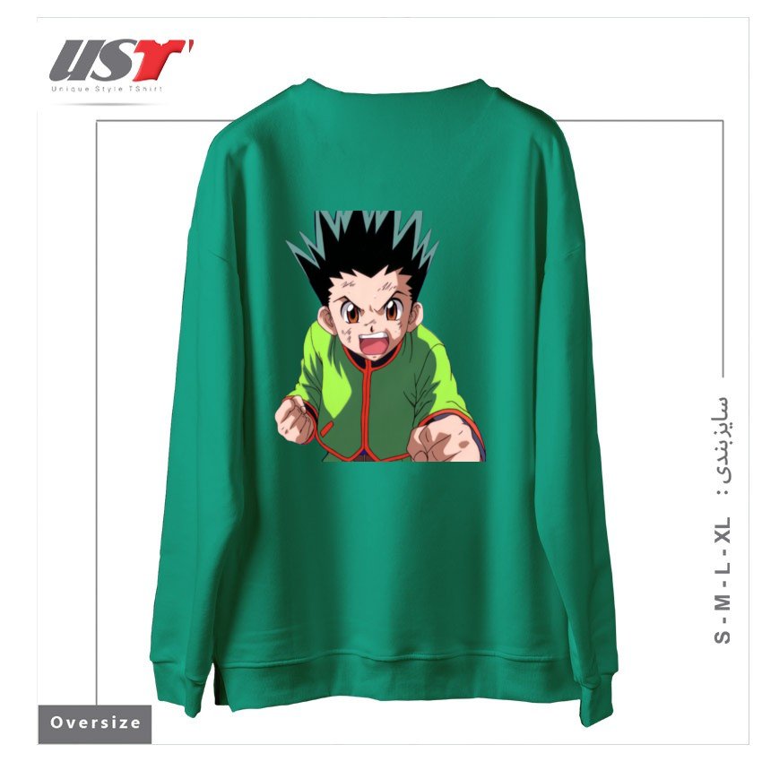 طرح anime سوییشرت اورسایزرنگ سبز سدری