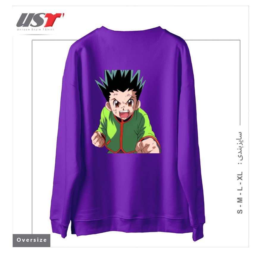 طرح anime سوییشرت اورسایزرنگ بنفش