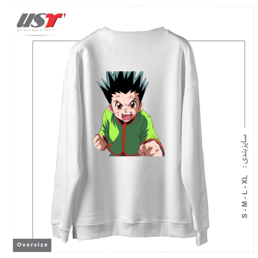 طرح anime سوییشرت اورسایزرنگ سفید