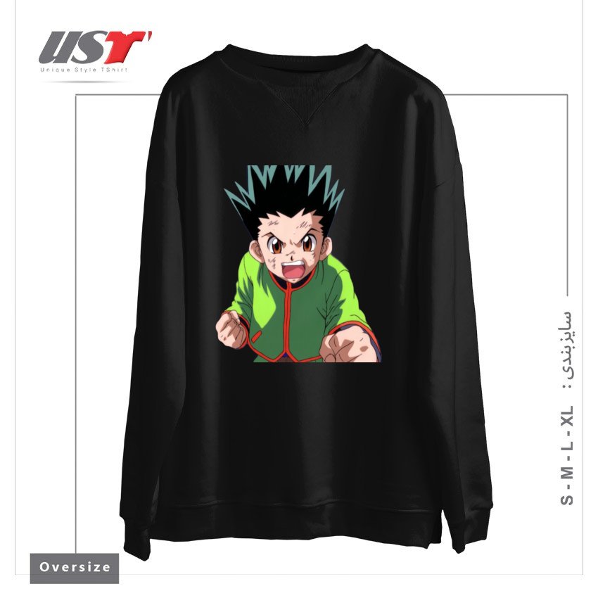 طرح anime سوییشرت اورسایزرنگ مشکی