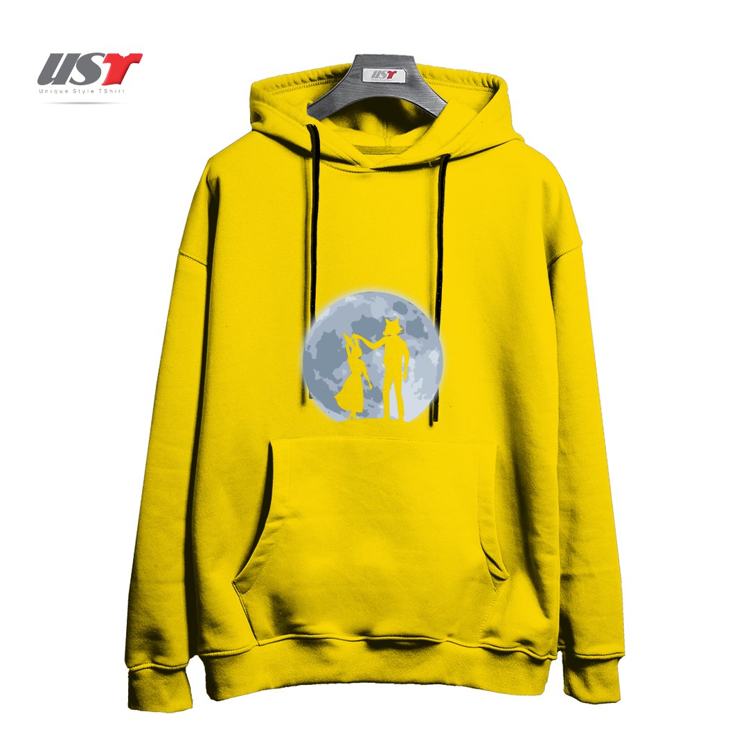 طرح Beasts under the moon هودی اورسایزرنگ زرد