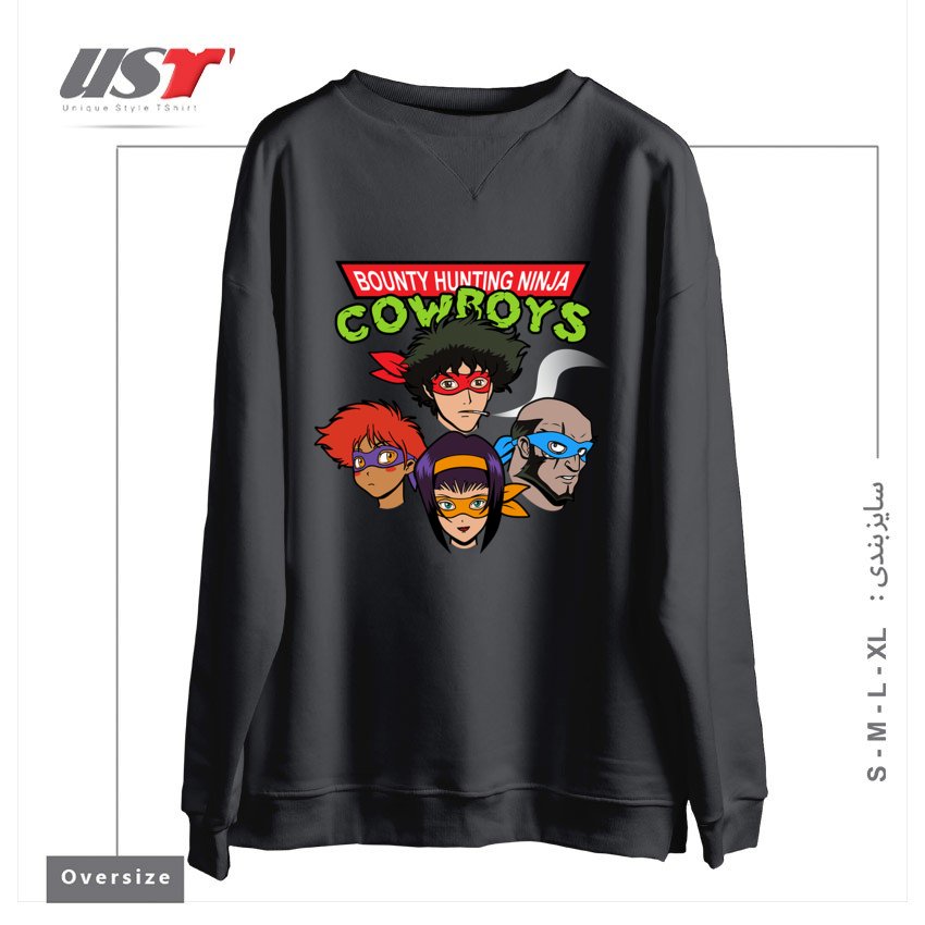 طرح Bounty Hunting Ninja Cowboys سوییشرت اورسایزرنگ دودی