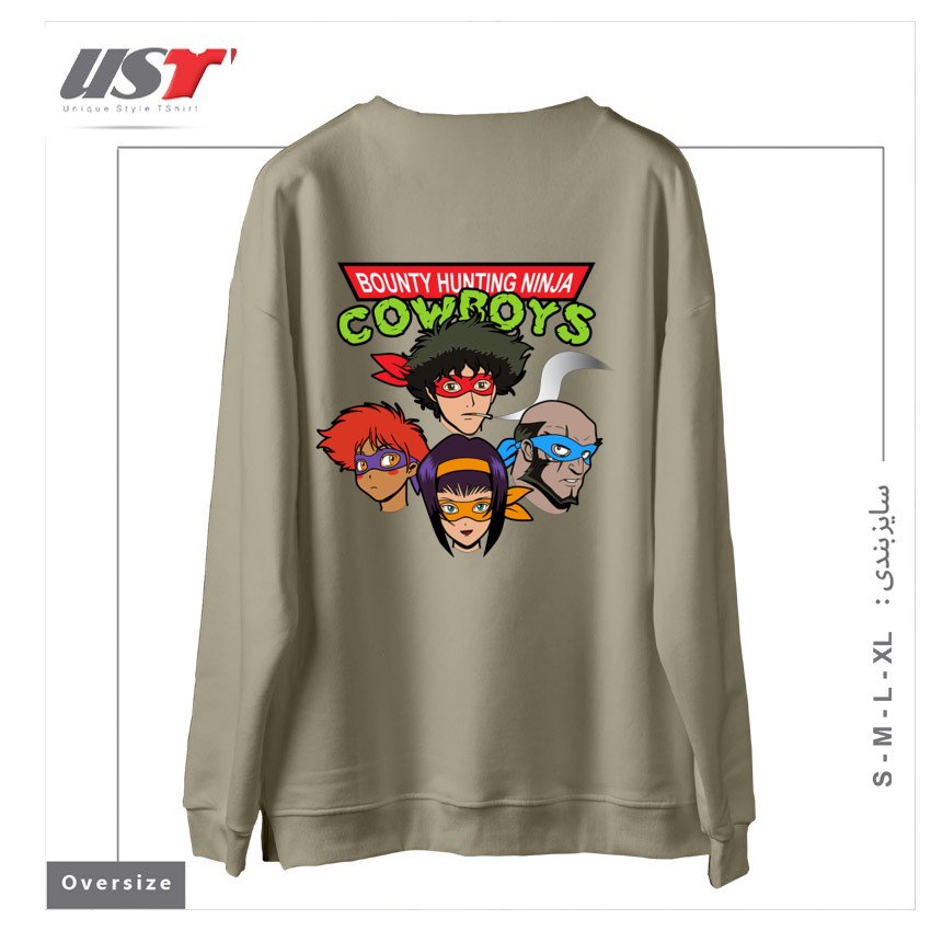 طرح Bounty Hunting Ninja Cowboys سوییشرت اورسایزرنگ نخودی