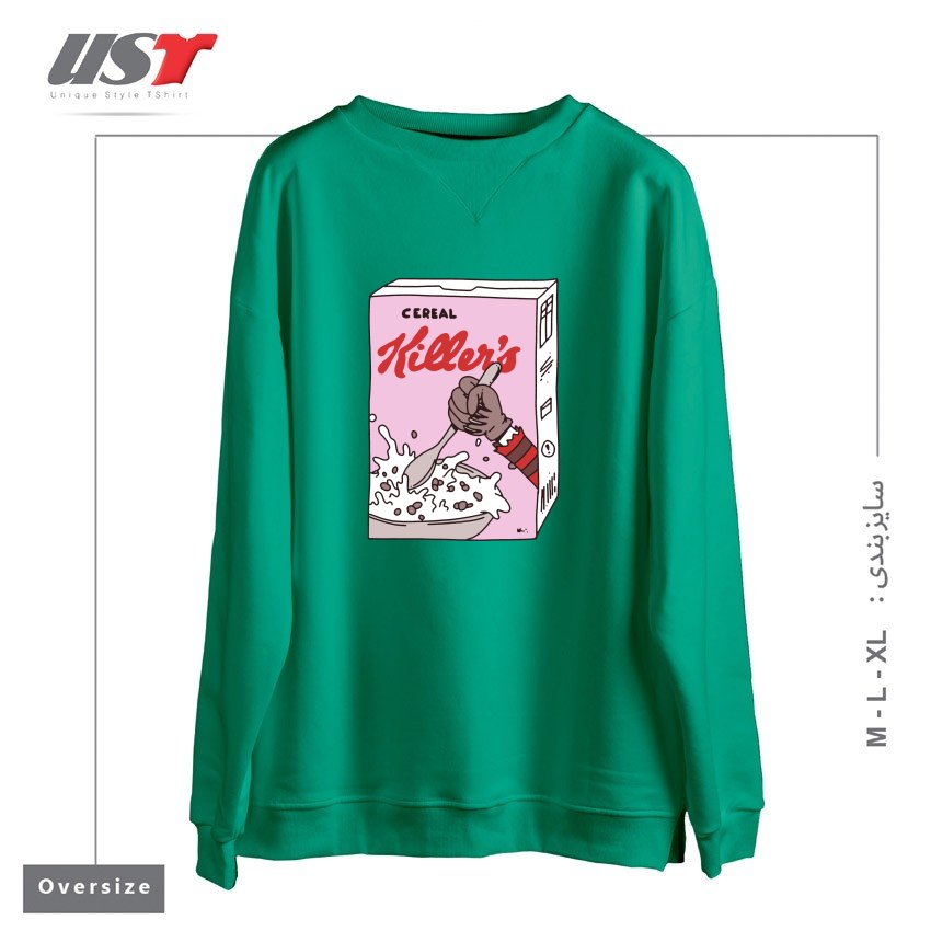 طرح cereal killers سوییشرت اورسایزرنگ سبز سدری